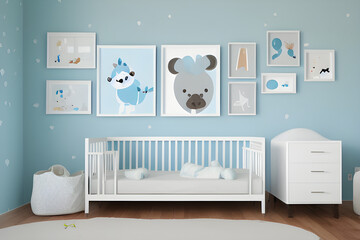 sky blue nursery. generative ai