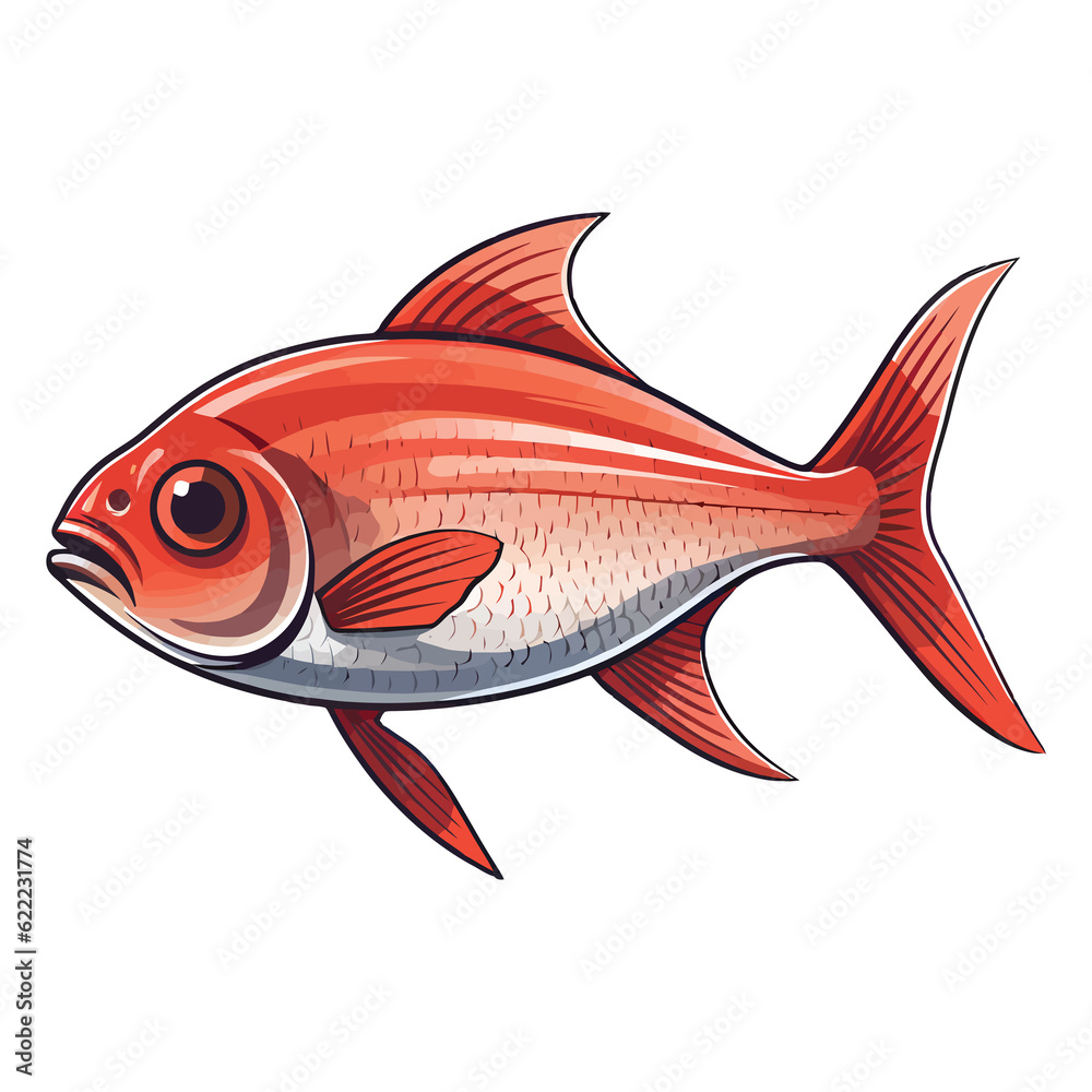 Wall mural dynamic undersea: 2d artwork showcasing the red minor tetra species