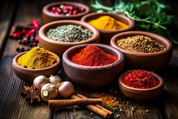 Spices and herbs, generative ai image