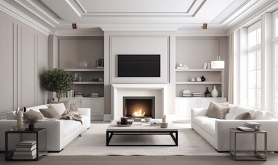 Fototapeta na wymiar Luxury living room interior, generative ai