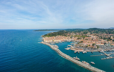Naklejka na ściany i meble View of Saint Tropez city and port, Cote d'Azur, France, South Europe