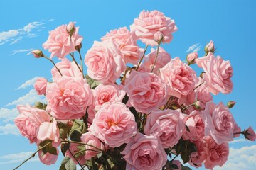 Fototapeta premium Bouquet of flowers colorful with a blue sky and cloud.