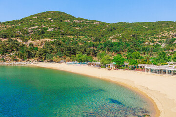 Landscape view of sand beach near Kavala, Greece, Europe in summer