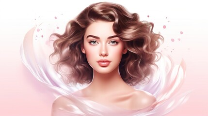 Beauty, hair care and salon with portrait of woman on transparent background for skincare, cosmetics and shampoo. Glow, keratin and makeup with female for self love and hairstyle, generative ai