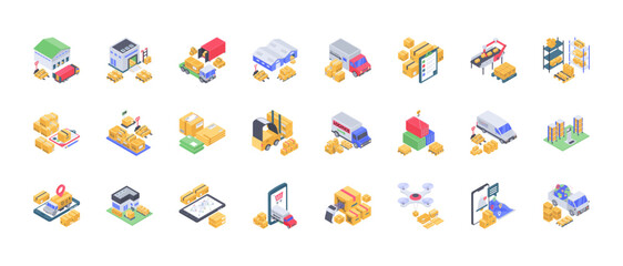 Delivery service icon set. Containing order tracking, delivery home, warehouse, courier and cargo icons. Shipping symbol. Solid icons vector 