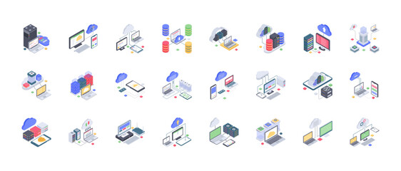 Set of cloud technology icon.