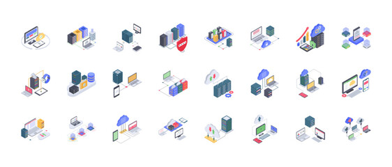 Set of cloud service icon.