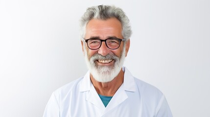 Obraz premium Smile, senior man and face of doctor. Portrait, glasses and elderly medical professional from Australia with health insurance, healthcare and happy for wellness , generative ai