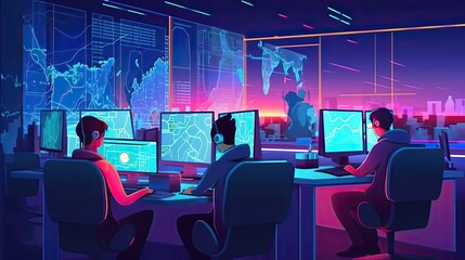 Online coding class flat illustration - Generative AI.