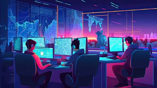 Online coding class flat illustration - Generative AI.