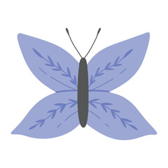 Cute hand drawn butterfly. Butterfly in scandinavian style isolated on white background. Vector illustration.