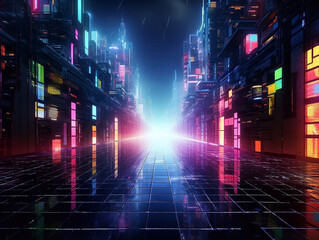 Cyberpunk abstract texnology since space background colors lights AI generated