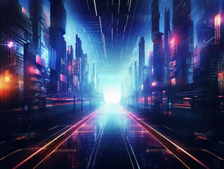Cyberpunk abstract texnology since space background colors lights AI generated