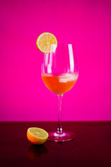 alcohol drink with slice of lemon 