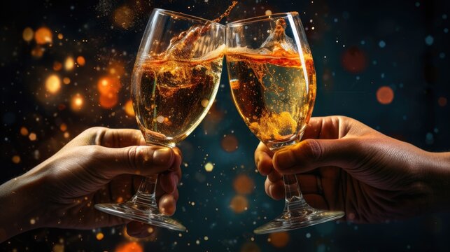 epic celebratory champagne toast. generative ai