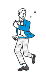 生き生きした表情で働く若い男性のビジネスパーソンのイメージイラスト素材