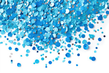 Festive Blue Confetti Flying in the Air. Generative AI