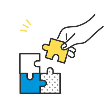 パズルを持つ手のイラスト