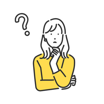 疑問を感じるビジネスパーソンの女性のイラスト素材