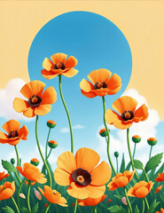 Obraz premium Poppy Flowers Background 3D, generative ai