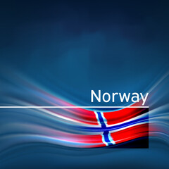 Norway flag background. Abstract norwegian flag in the blue sky. National holiday card design. Business brochure design. State banner, norway poster, patriotic cover, flyer. Vector illustration - obrazy, fototapety, plakaty