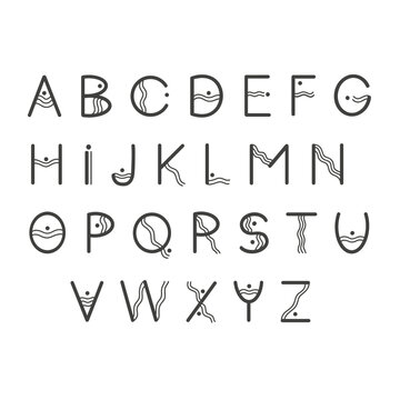 Set of Alphabet letters in Boho style. Vector illustration.