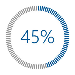 1-100 Percentage Meter for Report Progress, Icon loader Blue Loader Indicator.