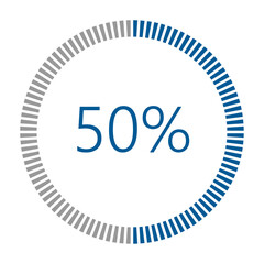 1-100 Percentage Meter for Report Progress, Icon loader Blue Loader Indicator.