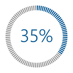 1-100 Percentage Meter for Report Progress, Icon loader Blue Loader Indicator.