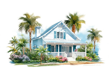 Fototapeta na wymiar Spacious Florida Home with White Background. Generative AI