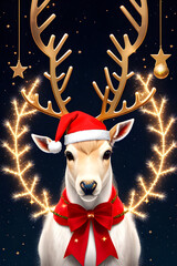 Reindeer Lama Glitter Christmas Card