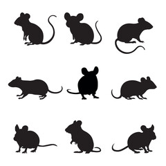 Silhouette mouse collection - vector illustration - obrazy, fototapety, plakaty