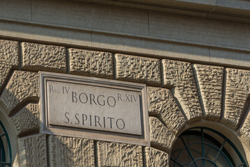 Borgo Santo Spirito street sign in Rome