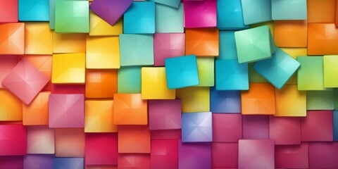 Sticky notes board in office. Many different colorful paper stickers pinned on wall. Memory notes for business planning