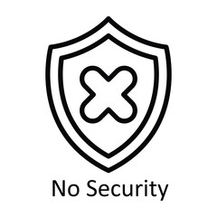 No Security Vector  outline Icon Design illustration. User interface Symbol on White background EPS 10 File