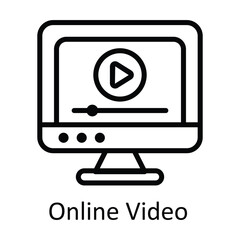 Online Video Vector  outline Icon Design illustration. User interface Symbol on White background EPS 10 File