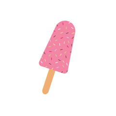 strawberry popsicle with sprinkles vector cartoon style