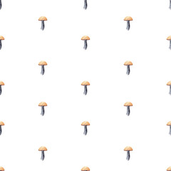 Watercolor seamless pattern with wild mushrooms