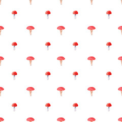 Watercolor seamless pattern with wild mushrooms