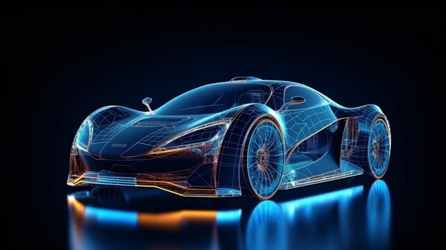 Frontside Futuristic AR car wireframe concept