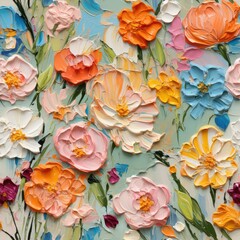 Colorful Clay-Style Spring Flowers: Whimsical Seamless Pattern Background for Creative Designs, generative AI