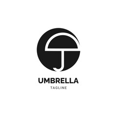 ABSTRACT LOGO OF UMBRELLA INSIDE CIRCLE, VECTOR ILLUSTRATION OF UMBRELLA