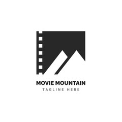 Fototapeta na wymiar MOVIE MOUNTAIN LOGO CONCEPT, MOUNT AND FILM LOGO VECTOR ILLUSTRATION 