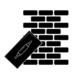 Brick wall and putty knife icon in trendy design style