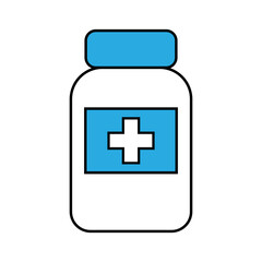 Medical tablets, pills bottle, simple flat illustration