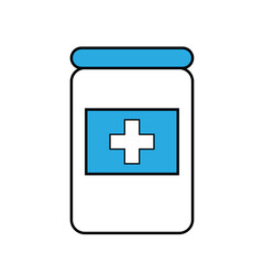 Medical tablets, pills bottle, simple flat illustration