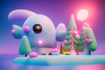 Snow Village Morning Generative AI
