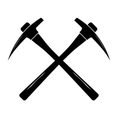 Mining pickaxe equipment tool isolated symbol in black and white
