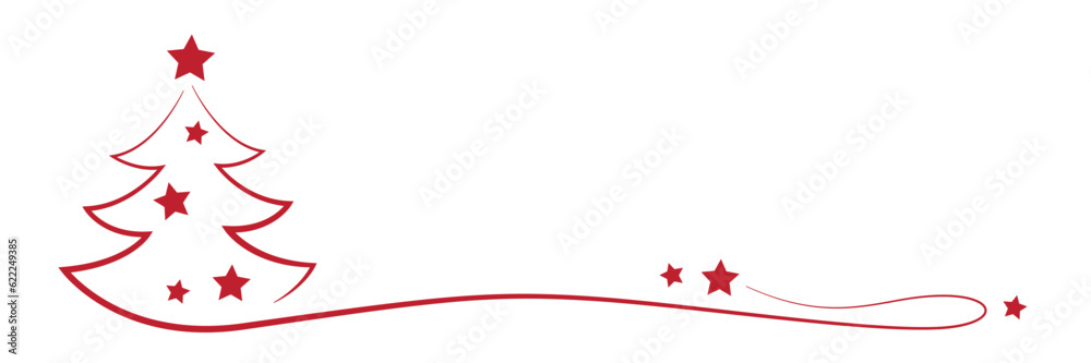 Wall mural red christmas tree with stars abstract swing isolated vector illustration eps10