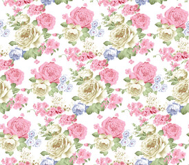 textile and digital seamless pattern with roses vector design 